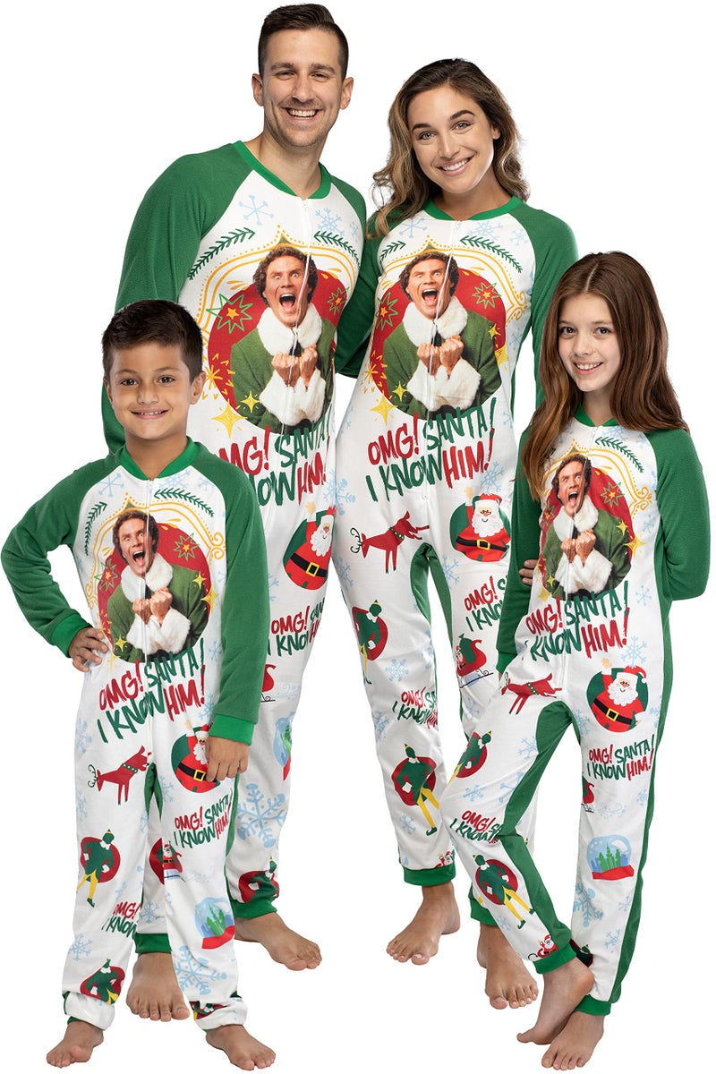 INTIMO Elf The Movie Men's OMG Santa! I Know Him! One-Piece Sleeper Pajama Union Suit (S/M) - Image 4